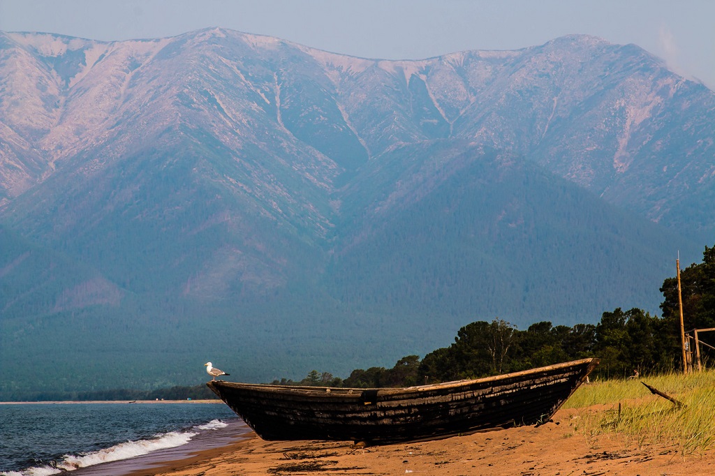 The shore of Lake Baikal at the foot of the Holy Nose