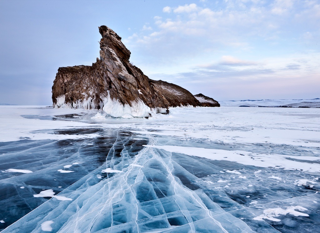 Die suidelike punt van die eiland Ogoy, Klein See, Baikalmeer