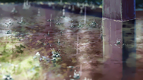 GIF obraz krople deszczu wpadają do wody