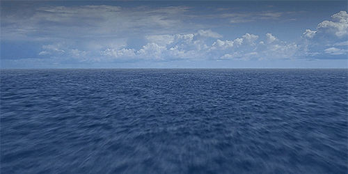 GIF picture: flying over the sea