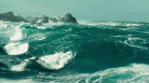 Obrázek GIF: bouřka na moři