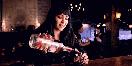 GIF picture: girls with a bottle of vodka