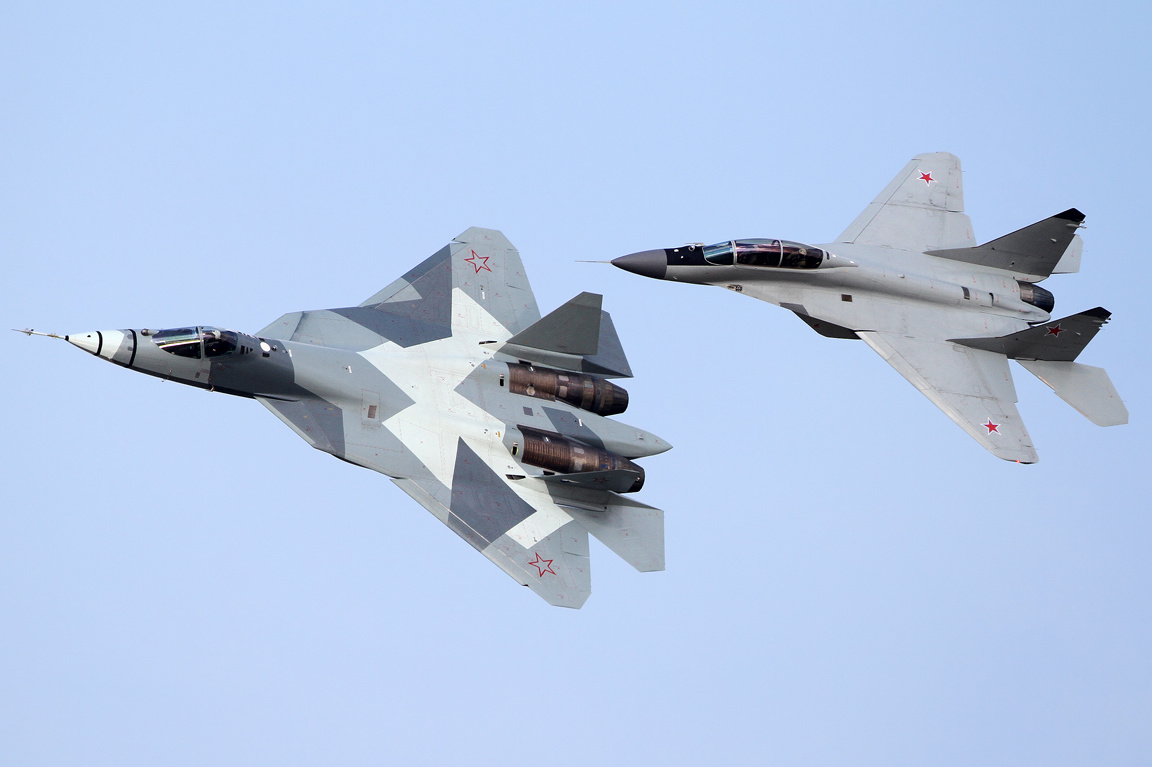 Photo: PAK FA and MiG-29 fighter jets
