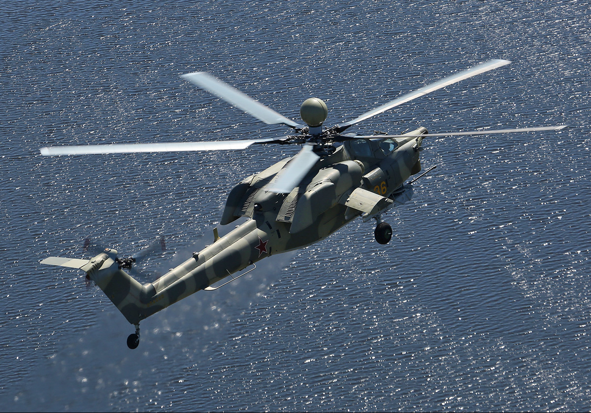 Mi-28 over water