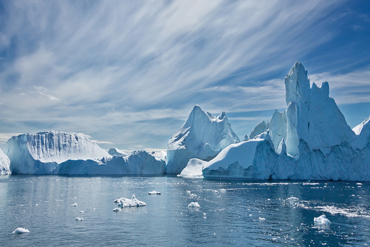 Greenland Glacier - icebergs break off from it