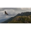 Sęp płowy w locie nad wąwóz w górach na Krymie
