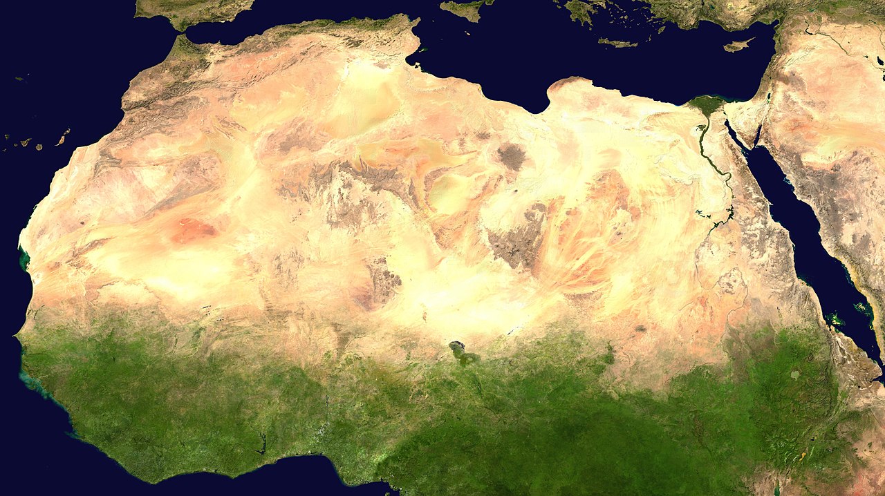 撒哈拉大沙漠的卫星图象从美国航空航天局世界风