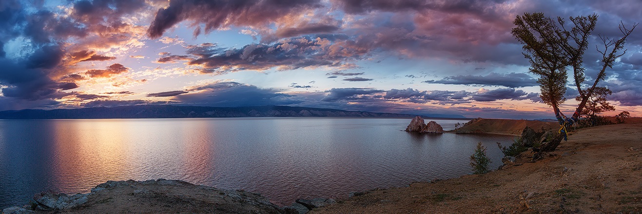Jazero Baikal pri západe slnka