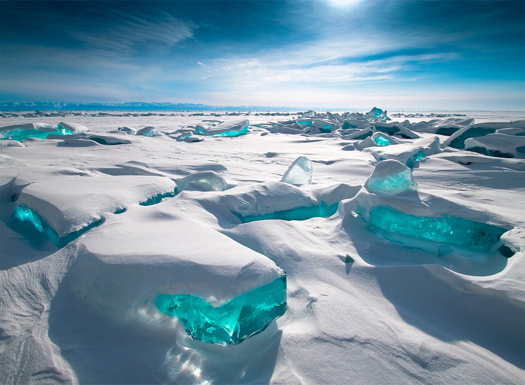 Beautiful ice of Lake Baikal
