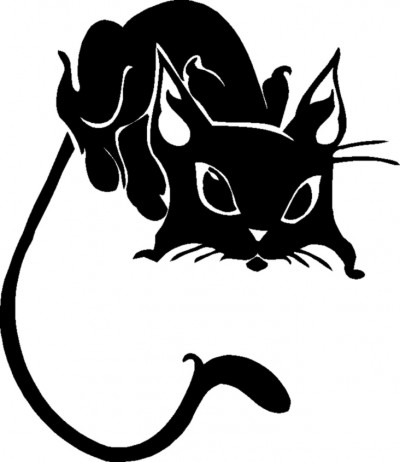 Čiernobiela kresba mačky