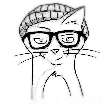Црно-бело цртање на мачка