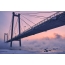 Chladné ráno ráno. Káblový most, Yenisei, -35C