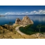 Bajkal, ostrov Olkhon, mys Burkhon, skaly Shamanka