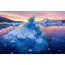 Un pequeno iceberg na madrugada preto de Groenlandia