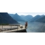 Hiji dek observasi kalawan pintonan anu fjord Norwegia