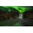 Aurora boreal, em, um, cachoeira, em, islândia