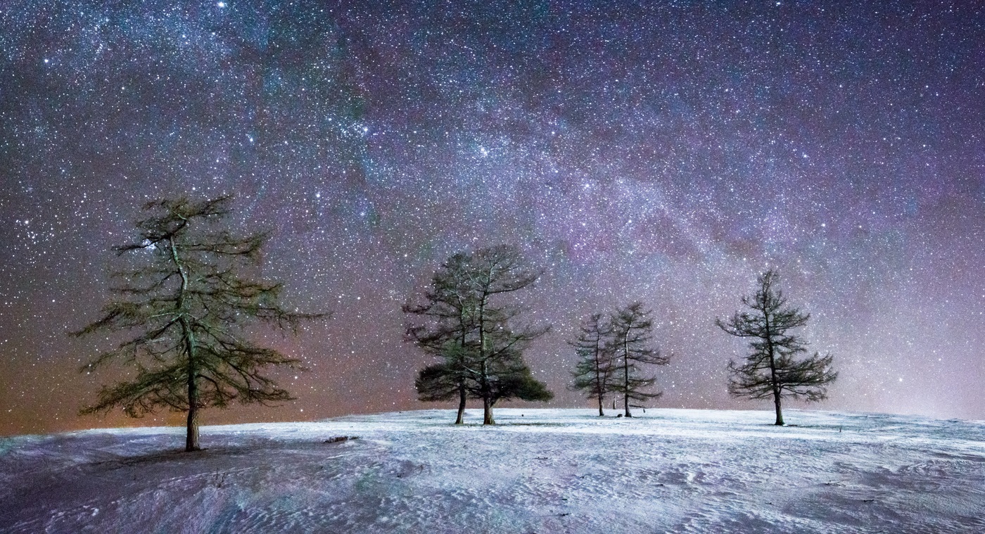 Beautiful photo of the starry sky in winter