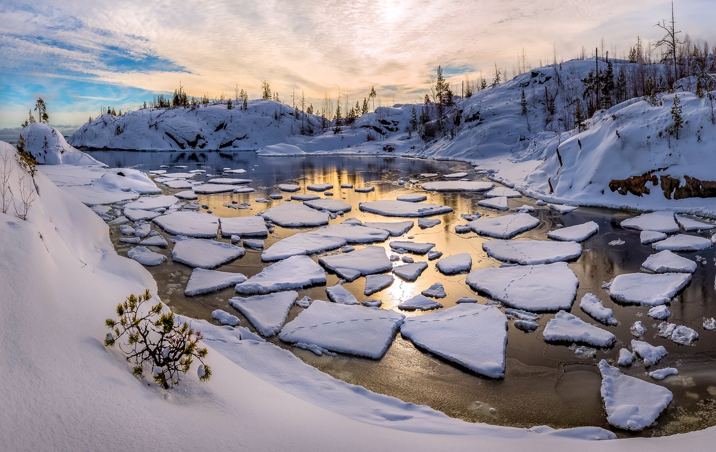 Beautiful photo of winter, Karelia, winter Ladoga Lake